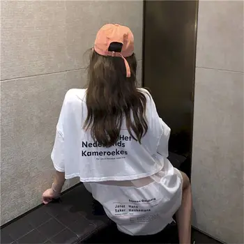 T-shirt ženski top model občutek očesa šivanje bombaža, kratek sleeved majica s kratkimi rokavi ženske 2020 novo korejska različica svoboden mid-dolžina ins