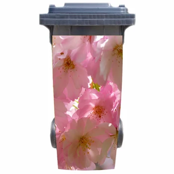 DIY 3D breskov cvet cvetenja izmenljive Nepremočljiva Nalepke, Nalepke za Smeti koš za smeti lahko Zajema nalepko plakat 120liter 240liter