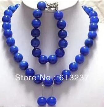 Vroče prodajo nove modne diy 1set 8 mm modra lapis lazuli kamen krog kroglice sklop ogrlica 18