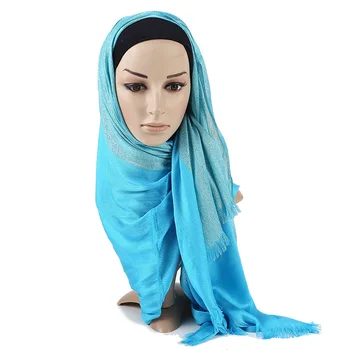 2020 Nove Zimske Ženske Navaden Bombaž Tassel Bonitete Jersey Hidžab Šal Šal Ženske Bleščice Šimrom Muslimanskih Glavo, Lase, Rute