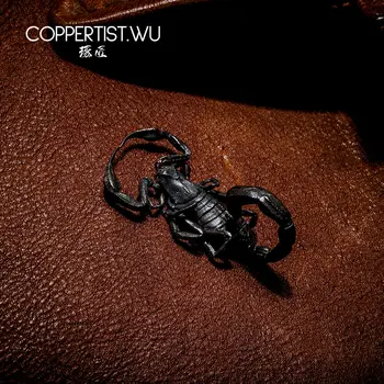 COPPERTIST.WU Ročno Mandžurijski Scorpion Ključnih Verige Ogrlico, Obesek S925 Površine Staranja Simulacije Živali Keychain Čar