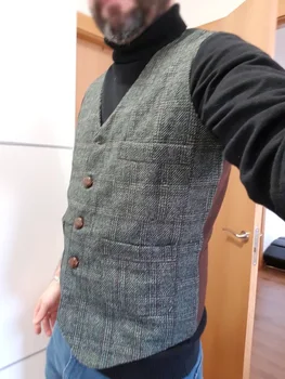 Moška obleka Telovnik Priložnostne Tweed Slim Fit Zarezo River Britanski stil meri Waistcoat Za Poroko Groomsmen Prosti čas Poslovanja