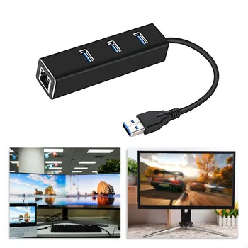 USB Gigabit Ethernet Adapter 3 Vrata USB 3.0 HUB USB na priključek Rj45 Lan mrežno Kartico za Macbook, Mac Namizje