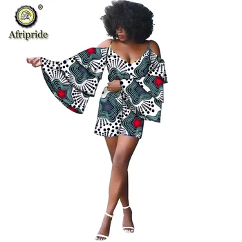 2020 afriške kratke vrh+kratke hlače 2 kos obleke za ženske dashiki čistega bombaža fare rokav seksi stranka obleke AFRIPRIDE S1926016