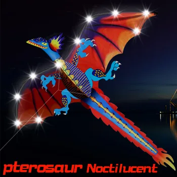 LED 140 cm / 55inches Stereo Pterosaur NoctilucentKite / Zmaj Zmaji Z Ročajem & Line Dobro Letenje