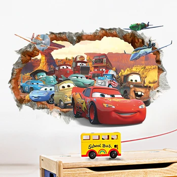 Učinek 3D Cartoon Avtomobili, 3 Do Stenske Nalepke Spalnica Vrtcu, Doma Dekor Disney Stenske Nalepke Pvc Stensko Umetnosti Diy Plakati Fant Darila