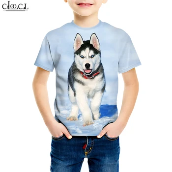 Hišni Pes Husky T Shirt Priložnostne Baby Boy 3D Tiskanja Živali T Srajce Dekle Otrok Kratek Sleeve Majica Priložnostne Ulične Otroci Vrhovi