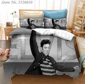 Elvis Presley 3D-Tiskana Posteljnina Nabor Rjuhe Prevleke Pillowcases Tolažnik Posteljnina Nabor Bedclothes Posteljno Perilo(NE stanja) 01