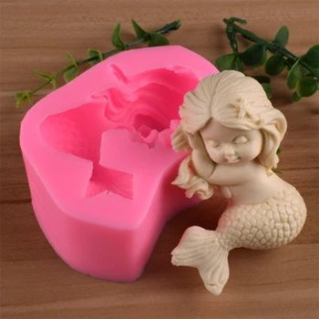 Silikonsko Plesni Debel morska deklica Fondat Milo 3D Torto Plesni 9.3*7*4 cm Cupcake Žele Bonboni, Čokoladni Okraski, Peka Orodje Kalupi
