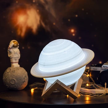 2019 NOVO Dropship Akumulatorska 3D Tiskanja Saturn Lučka Kot Luna Lučka Noč Luč Za Luno svetlobe z 2Colors 16Colors Daljinsko Darila
