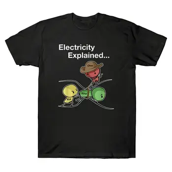 Ohm Volt Amp Električne energije, je Pojasnil Smešno Elektrikar Nerd moška Bombažna Majica s kratkimi rokavi Harajuku O-Vratu Tshirt Moški Ulične Hip Hop Top
