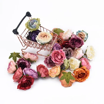 100 kozarcev Svilenih vrtnic glavo poroka poročni dodatki potrditev božični dekor za dom album diy darila polje umetno cvetje
