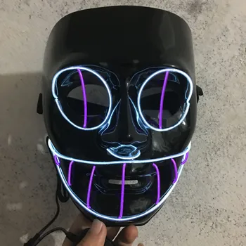 Utripa stranka masko 2 barvni mix EL žice žareče maska PVC LED maske, DJ ples pogodbenice prednost baterije uporabljajte barve, Cosplay Kostum