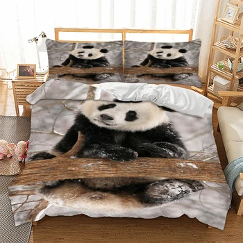 Wongs posteljnina luštna 3d panda rjuhe kritje Posteljnina nabor odeja Kritje Posteljo Nastavite 3pcs twin kraljica kralj velikost domačega tekstilnega