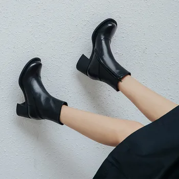 MORAZORA 2020 Nove blagovne znamke, modni škornji pravega usnja čevlji, debele pete kvadratni toe črne barve priložnostne dame čevlji