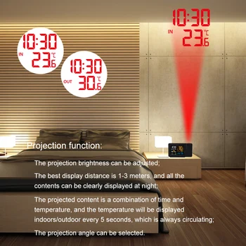 Digitalna Budilka Vremenske Postaje LED Temperatura Vlažnost Vremenska Napoved Dremež Tabela Ura S Časovno Projekcijo