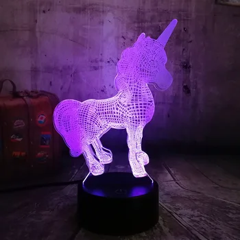 2019 Lepa Samorog Romantično lučka 3D LED namizne Svetilke 7 Sprememba Barve Noč Svetlobe Soba Dekor Lustre Počitnice Punco Otroci Igrače