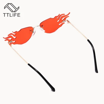 TTLIFE Moda Požara, Plamen sončna Očala Ženske Moški Rimless Vintage sončna očala Očala Jasno Gafas De Sol Mujer Eyeware