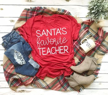 SANTA JE najljubši UČITELJ t-shirt učitelj dan darilo smešno slogan unisex estetske tumblr estetske Vesel Božič majica - K283
