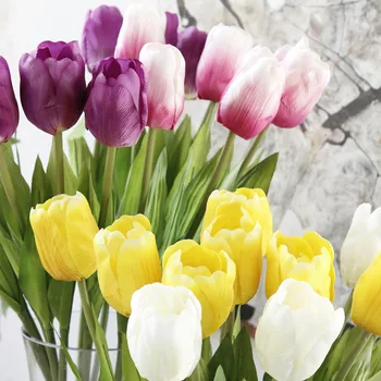 Kakovost 10pcs PU Lažne Umetne Svile Tulipani Flores Artificiales Šopke Stranka Umetnega Cvetja Za Dom Poroka Dekoracija