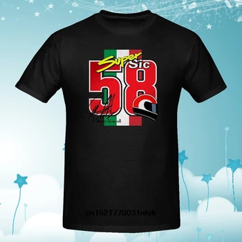 Moški majica s kratkimi rokavi Marco Simoncelli Super Sic 58 Black smešno t-shirt novost tshirt ženske
