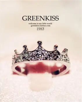 Korejski Moda Princesa Krono Obroč Izjavo Ženske Cirkon Poroko Zaročni Prstan Trend 925 Solid Silver Romantično Stranka Darilo