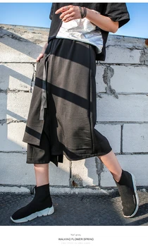 Nepravilna ženske ulične krilo black svoboden elastični pas faldas ženska moda traku poletje krila jupe femme