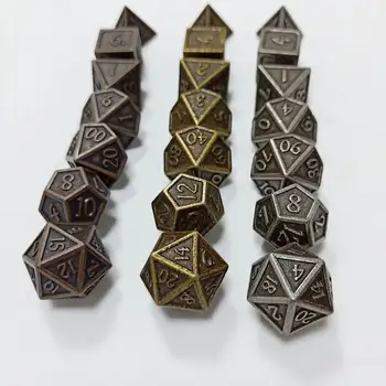 7Pcs Reliefni Težkih Kovin Polyhedral Kocke Set za RPG Odbor Dragons Igra DND RPG MTG D20 D12 D10 D8 D6 Tabela D4 Igre