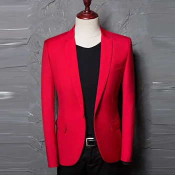 Rdeča Formalno Blazer moški 2020 Nov Modni Moški Suknjič Priložnostne Oblikovalec blagovne Znamke poroko Kostum Homme Moških obleko Blazerji, Natisnjen