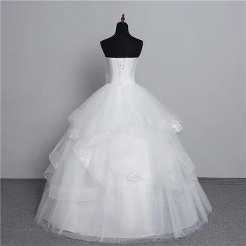 2020 Nov Modni Classic Vintage Čipke off Bela Poroka Obleke brez naramnic Plus Velikost Žogo Obleke Haljo de Mariee Stopenjski Pleat po Meri