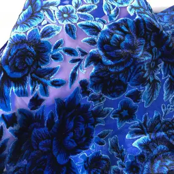 Modra Zgorela Si Res Žameta, Svile Tkanine Oblačila Cheongsam Obleko Krpo Materiala Telas Tecido Tecidos