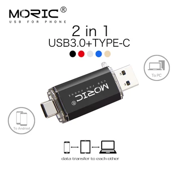 Tip-C OTG USB 3.0 pomnilniški ključek 32GB 64GB 16GB Pen Drive Smart Pomnilnik Telefona Mini USB Tip - C 3.1 Dvojni Dvojni Plug