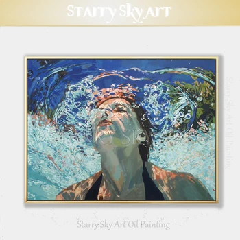 Poklicni Umetnik Ročno poslikano Impresionizem Lady Plavanje Oljna slika na Platnu Lep Potapljaški Lady Oljna slika, Portret