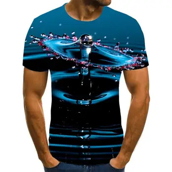 Priljubljena Moške Majice Kratek Rokav 3D Tiskanih Strele T-shirt Enolično Raindrop T-shirt Svoboden O-vratu Poletje, Mens Oblačila 6XL