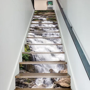 Najnovejši Gore in Reke Slap Stopnišče Stenske Nalepke Stopnicah Korak Tla Dekoracijo Ozadje Peel & Stick Vinly Umetnosti Zidana