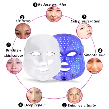 7 Barv Led Nega Obraza Maska Za Lepotno Nego Kože, Pomlajevanje Gubam Akne Odstranitev Obraz Lepote Zdravljenje Zob Privijte Instrument