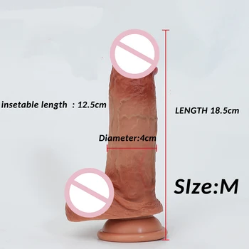 Realno Silikonski Drsna Foreskin Dildos Penis Adult Sex Igrače Samice Masturbacija Vaginalne Stimulacije 19,5 cm Strapon Dildos