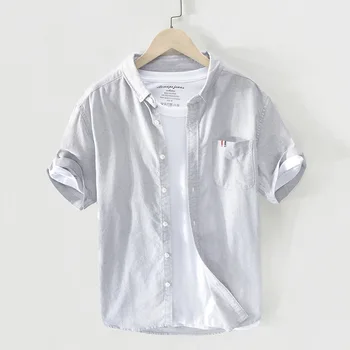 Bele Srajce Moške 2020 Nov Modni Bombaž Kratka Sleeved Poletje Priložnostne Človek Shirt Mens Obleko Srajce Y2921