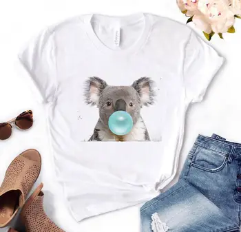 Koala Žvečilni Gumi Tiskanja Ženske tshirt Bombaž Priložnostne Smešno t shirt Darilo Za Lady Yong Dekle Top Tee PM-134