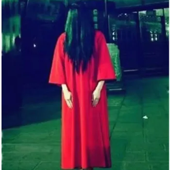 Bela Rdeča Trdna Plus Velikost Ženske Obleke Sadako Halloween Maškarada Grozljive Kostume z Lasuljo Nevesta Teror Robe Oblačenja za Ženske