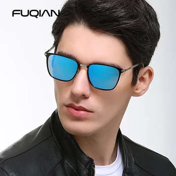 FUQIAN 2020 Kvadratnih Polarizirana sončna Očala Moških Luksuzni Kovinski Pravokotnik sončna Očala Moški Letnik Night Vision Vožnje Sunglass UV400