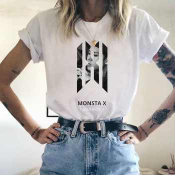 MONSTA X ženska Majica 2020 Priložnostne Tiskanih Ženske Tees Priljubljena Dekleta Ženski Kratek Rokav Vrhovi Pomlad Poletje Teens Tee Majice