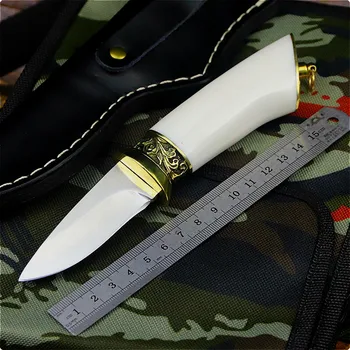 Ogledalo svetloba belega porcelana ročaj high-end prostem oster naravnost D2 jekla lovski nož prostem taktike zbirka nož darilo