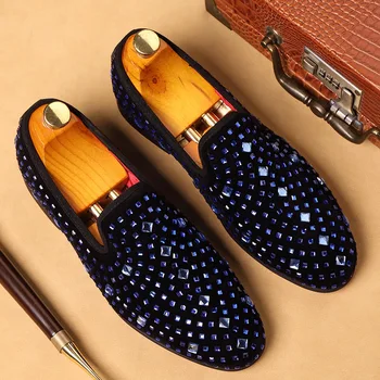 Heye Krila Royal blue diamond loafers unisex čevlji modni slog priložnostne čevlji