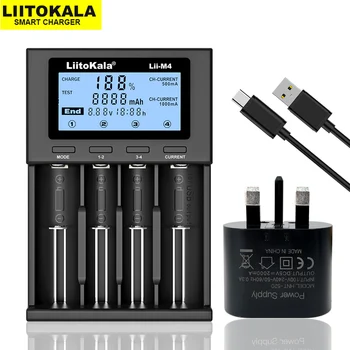 NOVO LiitoKala Lii-M4 18650 Polnilnik Zaslon LCD Univerzalni Smart Polnilec Test zmogljivosti za 3,7 V 26650 18650 21700 AA AAA itd 4slot