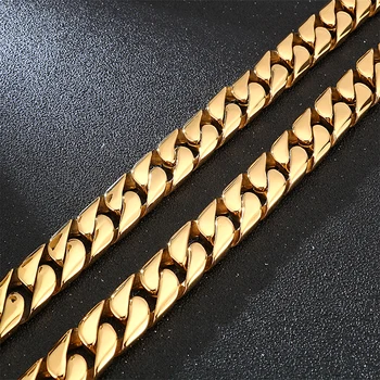 17 mm Zlate Barve nohte Težka Močen Kubanski Povezavo Verig Ogrlica Za Moške 316 Nerjavnega Jekla Dolge Ogrlice