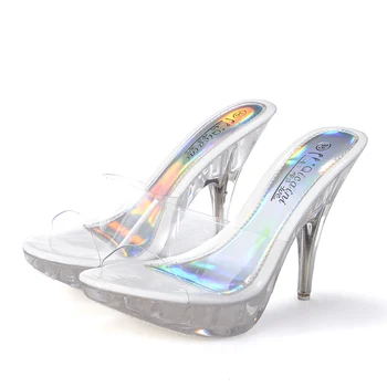 2020 poletje Evropi in Ameriki super visoke pete sandala nočni klub seksi prozorni kristali stiletto ženske v visokih petah plima.