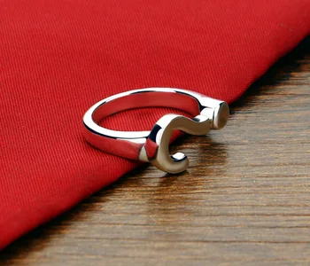 Moda za ženske sterling srebrni prstan.Osebnost vprašaj obroč lahko prilagodi.Trdna 925 srebro obroč.Očarljiva dama nakit