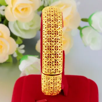 Vietnam aluvialnih zlato bangle prekrita retro cvet zapestnice nakit za ženske