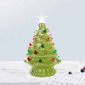 Mini Božično Drevo Luči Okraski Keramični Xmas Tree Namizni Dekor Urad Festival Stranka DIY Obrti Prisoten